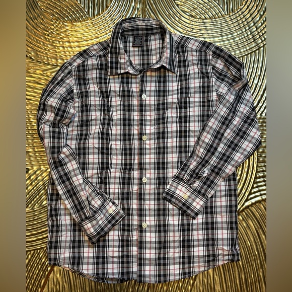 Izod Other - Izod Boy's Casual Plaid Shirt - Black, White, Red
